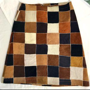 Vintage Suede Checkerboard Skirt